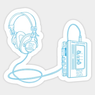 Portable Tape Player (Button Blue Lines) Analog / Music Sticker